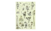 オリジナル【北斎漫画シール】4点セット／名古屋刀剣博物館