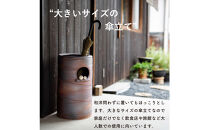 【信楽焼・明山】　コゲ火色ペア仲良しふくろう傘立て　B155-03