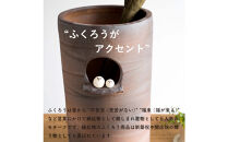 【信楽焼・明山】　コゲ火色ペア仲良しふくろう傘立て　B155-03