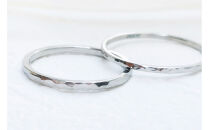 【プラチナ&nbsp;ペアリング】丸つち目&nbsp;細＆厚リング（ハンドメイド）-&nbsp;ギフト包装付き&nbsp;-