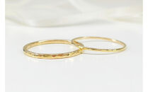 【K18&nbsp;ペアリング】丸つち目&nbsp;細＆厚リング（ハンドメイド）-&nbsp;ギフト包装付き&nbsp;-