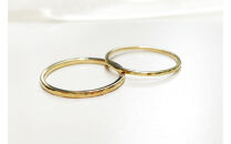 【K18&nbsp;ペアリング】丸つち目&nbsp;細＆厚リング（ハンドメイド）-&nbsp;ギフト包装付き&nbsp;-