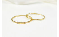 【K18&nbsp;ペアリング】丸つち目&nbsp;極細＆細リング（ハンドメイド）-&nbsp;ギフト包装付き&nbsp;-