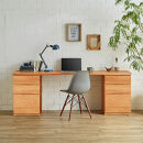 【大川家具】無垢材 システムデスク 幅1800mm テーブル パソコンデスク 子供机 勉強机 学習机 書斎デスク HM-HM ブラックチェリー 天然木 モダン 国産 無垢材 高級感【設置付き】