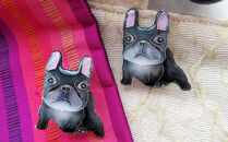 【ヒロミ・アート】フレンチブルドッグブローチ(黒) [ 京都 嵐山 東山 京七宝 純銀製 犬 人気 おすすめ 装飾品 かわいい ギフト プレゼント お取り寄せ 通販 送料無料 ふるさと納税 ]