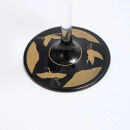 みよし漆器本舗&nbsp;紀州塗り&nbsp;ぬりもん&nbsp;de&nbsp;Verre&nbsp;ワイングラス&nbsp;蒔絵&nbsp;万葉鶴&nbsp;ペアセット&nbsp;黒&nbsp;白&nbsp;300ml