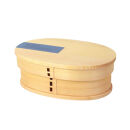 みよし漆器本舗&nbsp;曲げわっぱ&nbsp;お弁当箱&nbsp;600ml&nbsp;約17.5×11.5×高さ6.5cm&nbsp;小判型&nbsp;MIN&nbsp;WAPPA&nbsp;ネイビー&nbsp;白木