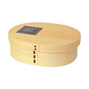 みよし漆器本舗&nbsp;曲げわっぱ&nbsp;お弁当箱&nbsp;900ml&nbsp;約19×15×高さ6.1cm&nbsp;小判型&nbsp;北欧風&nbsp;英字ロゴ&nbsp;ブラック&nbsp;白木