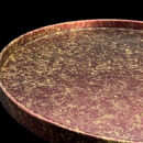 木製 丸トレイ 乱糸 (マット仕上げ) 赤溜［NF65］