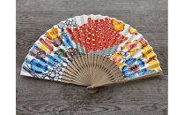 手染めびんがた月桃紙扇子〜首里のまちなみ〜