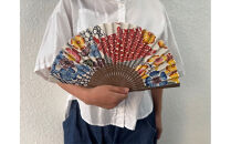 手染めびんがた月桃紙扇子〜首里のまちなみ〜