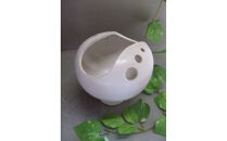 【信楽焼】白釉変形花入れ・花瓶・花器　　　nha-045