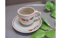 【信楽焼】白釉上絵付カップ＆ソーサー　　　うつわ　nwu-025