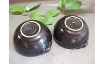 【信楽焼】黒釉小鉢2個セット うつわ　　　　nwu-028