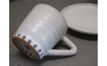 【信楽焼】白雲釉カップ＆ソーサー うつわ　nwu-031