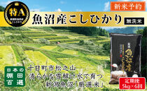 【無洗米】【令和７年産新米予約】【6か月定期便】10月発送開始《食味鑑定士厳選》日本棚田百選・十日町（魚沼）産こしひかり&nbsp;5kg全6回