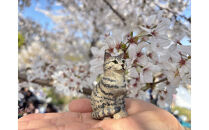 手づくり木彫りお座りねこ【黒】