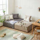 コアガリー&nbsp;幅200cm&nbsp;ソファ&nbsp;背クッション2個付き&nbsp;グレー&nbsp;&nbsp;【モーブル／大川家具】