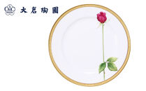 【手描き】一本の薔薇レッド30cmサービスプレート〈大倉陶園〉