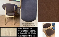 【組立設置】&nbsp;ダイニングテーブルセット&nbsp;変形&nbsp;半楕円形&nbsp;4人用&nbsp;4点&nbsp;壁付け可能&nbsp;無垢材テーブル&nbsp;幅140&nbsp;半円&nbsp;食卓&nbsp;円形&nbsp;（ホエール140*85*70/NA/R型/K2脚NA｜882c椅子PS8番2脚/120オーバルベンチPS8番1台）福岡県大川市