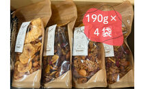 自家製メープルグラノーラ　190g×4種　セット　そのまま食べてもおいしい手作りグラノーラ　&nbsp;オートミール&nbsp;朝食&nbsp;食品&nbsp;グルメ&nbsp;お取り寄せ&nbsp;ギフト&nbsp;国産&nbsp;ドライフルーツ&nbsp;&nbsp;クランベリー&nbsp;レーズン&nbsp;バナナ　ミックスナッツ&nbsp;はちみつ&nbsp;小分け&nbsp;グラノーラ&nbsp;人気&nbsp;　おつまみ　おすすめ&nbsp;静岡市　