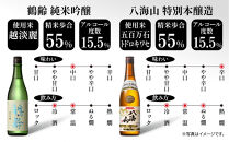 南魚沼人気2種 飲み比べセット 鶴齢 純米吟醸 720ml 八海山 特別本醸造 720ml 越端麗 五百万石 トドロキワセ 日本酒 にほんしゅ 酒 お酒 おさけ さけ アルコール 贈答品 プレゼント お祝い 送料無料 新潟県 南魚沼市 金田屋酒店