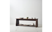 座面の下にモノが置けるシェルフベンチ&nbsp;ウォールナット無垢材&nbsp;ベンチの他にもパソコンデスクやテレビボーとしても使えます