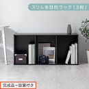 【完成品＋設置付き】スリム多目的ラック〔3段〕（ブラック）カラーボックス&nbsp;3段&nbsp;収納&nbsp;スリム&nbsp;本棚&nbsp;おしゃれ&nbsp;大容量&nbsp;ラック&nbsp;マルチラック&nbsp;書棚&nbsp;木製スリム収納&nbsp;a4&nbsp;ロータイプ&nbsp;薄型&nbsp;横置き&nbsp;漫画&nbsp;文庫本&nbsp;AKONBR920068-0-BK