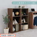 【完成品＋設置付き】スリム多目的ラック〔3段〕（ウォールナット）カラーボックス&nbsp;3段&nbsp;収納&nbsp;スリム&nbsp;本棚&nbsp;おしゃれ&nbsp;大容量&nbsp;ラック&nbsp;マルチラック&nbsp;書棚&nbsp;木製スリム収納&nbsp;a4&nbsp;ロータイプ&nbsp;薄型&nbsp;横置き&nbsp;漫画&nbsp;文庫本&nbsp;AKONBR920068-0-WAL