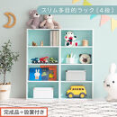 【完成品＋設置付き】スリム多目的ラック〔4段〕（ブルー）カラーボックス&nbsp;漫画&nbsp;本棚&nbsp;スリム&nbsp;収納&nbsp;横置き&nbsp;薄型&nbsp;収納棚&nbsp;ロータイプ&nbsp;ラック&nbsp;コミック収納&nbsp;薄型本棚&nbsp;コミック&nbsp;コミックボックス木製&nbsp;本&nbsp;4段&nbsp;棚&nbsp;AKONBR920065-0-BL