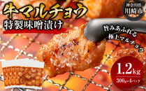 ＜訳アリ＞牛マルチョウ　特製味噌漬け　1.2kg(300g×4）【2026年8月発送】