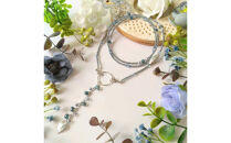 4way　メガネチェーン　ラリエット　メガネホルダー　ロングネックレス　マスクチェーン　ブルー系