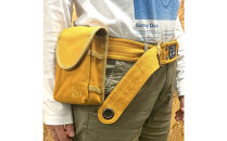 香川県産&nbsp;丈夫でやさしい綿の手触り&nbsp;帆布の吊るせるポーチ&nbsp;イエロー、１点