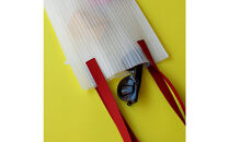 香川県産プリーツバッグ・ストライプ・ラージ［&nbsp;レッド&nbsp;１点］軽やかで上品な透け感のあるショルダーバッグ