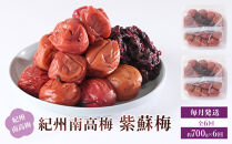紀州南高梅&nbsp;紫蘇梅&nbsp;350g×2&nbsp;塩分15％&nbsp;[定期便&nbsp;毎月発送・全6回]