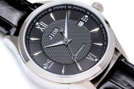 JIOS SEIRAN 日本製 自動巻き腕時計 メンズ 男性用 革ベルト ブランド ドレスウォッチ ジオス 黒文字盤 × シルバー針 クロコ型押しベルト（黒）