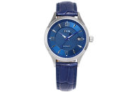 JIOS SEIRAN 日本製 自動巻き腕時計 メンズ 男性用 革ベルト ブランド ドレスウォッチ ジオス ブルー文字盤 × 青針 クロコ型押しベルト（青）