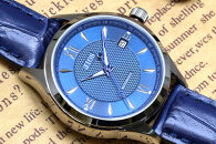 JIOS SEIRAN 日本製 自動巻き腕時計 メンズ 男性用 革ベルト ブランド ドレスウォッチ ジオス ブルー文字盤 × 青針 クロコ型押しベルト（青）