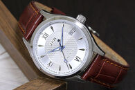 JIOS SEIRAN 日本製 自動巻き腕時計 メンズ 男性用 革ベルト ブランド ドレスウォッチ ジオス シルバー文字盤 × シルバー針 クロコ型押しベルト（ブラウン）