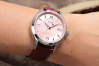 JIOS SEIRAN 日本製 自動巻き腕時計 メンズ 男性用 革ベルト ブランド ドレスウォッチ ジオス ビワマスサーモン × シルバー針 クロコ型押しベルト（ブラウン）