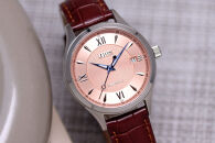 JIOS SEIRAN 日本製 自動巻き腕時計 メンズ 男性用 革ベルト ブランド ドレスウォッチ ジオス ビワマスサーモン × 青針 クロコ型押しベルト（ブラウン）