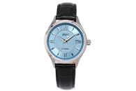 JIOS SEIRAN 日本製 自動巻き腕時計 メンズ 男性用 革ベルト ブランド ドレスウォッチ ジオス びわ湖ブルー × シルバー針 クロコ型押しベルト（ブラック）