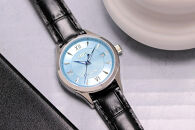 JIOS SEIRAN 日本製 自動巻き腕時計 メンズ 男性用 革ベルト ブランド ドレスウォッチ ジオス びわ湖ブルー × 青針 クロコ型押しベルト（ブラック）