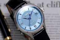 JIOS SEIRAN 日本製 自動巻き腕時計 メンズ 男性用 革ベルト ブランド ドレスウォッチ ジオス びわ湖ブルー × 青針 クロコ型押しベルト（ブラック）