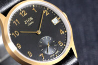 JIOS OMI 日本製 クラシックスタイル クオーツ腕時計 メンズ レディース ウォッチ ユニセックス 男女兼用 Made in Shiga スモールセコンド ゴールド×ブラック 栃木レザー NATOベルト （ブラック）