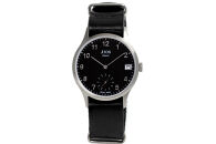 JIOS OMI 日本製 クラシックスタイル クオーツ腕時計 メンズ レディース ウォッチ ユニセックス 男女兼用 Made in Shiga スモールセコンド シルバー×ブラック 栃木レザー NATOベルト （ブラック）