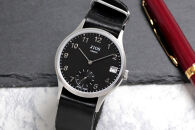 JIOS OMI 日本製 クラシックスタイル クオーツ腕時計 メンズ レディース ウォッチ ユニセックス 男女兼用 Made in Shiga スモールセコンド シルバー×ブラック 栃木レザー NATOベルト （ブラック）