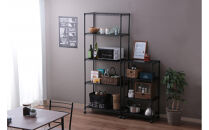 カラーメタルラック　ウッドボード付き&nbsp;CMM-55104B&nbsp;ブラック