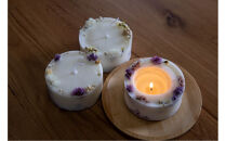 ロスフラワーで作る、ソイリースボタニカルキャンドル　【ブルーグリーン＆パープル】（シトラスの香り）