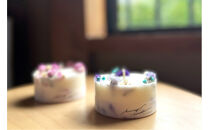 ロスフラワーで作る、ソイリースボタニカルキャンドル　【ブルーグリーン＆パープル】（無香料）